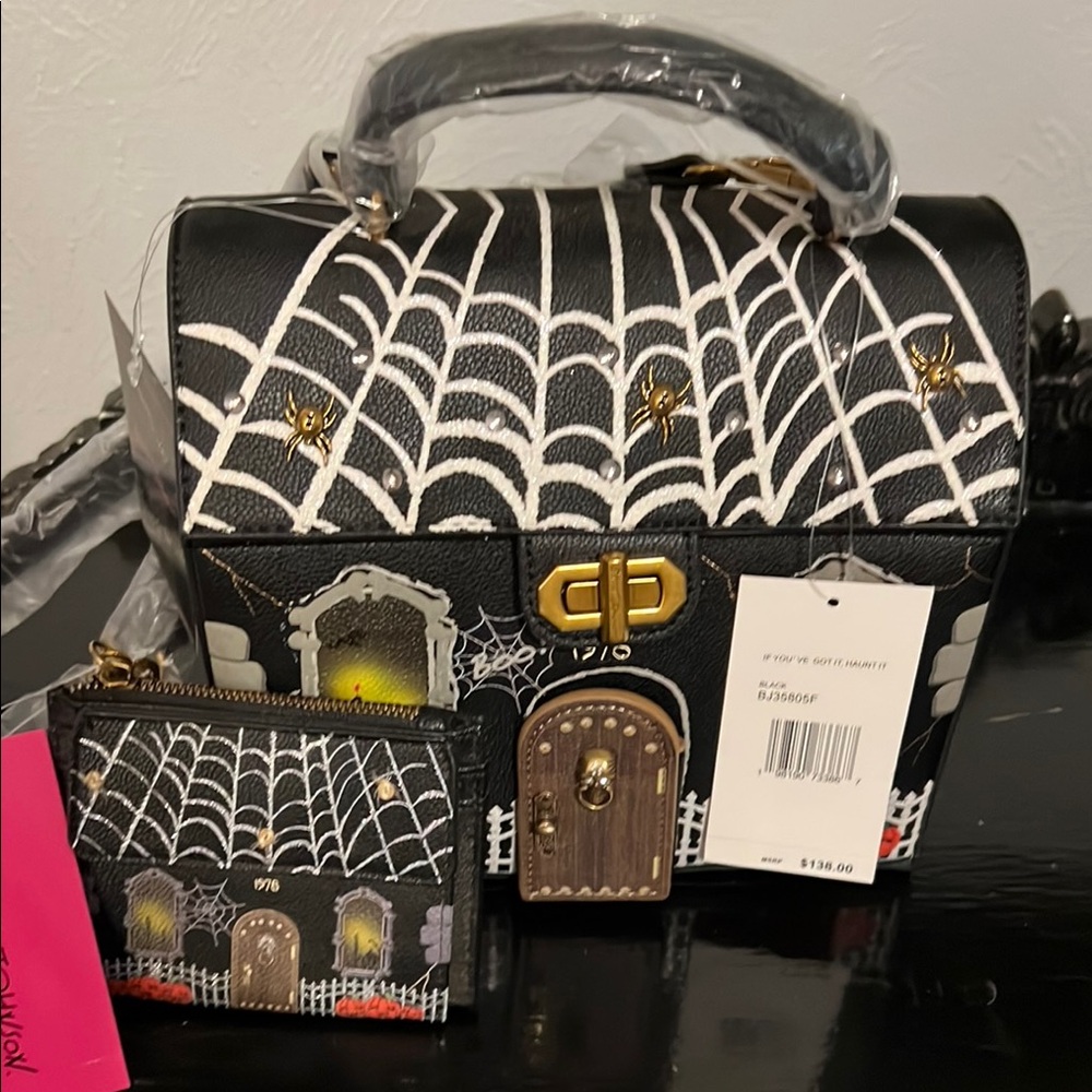 Betsey Johnson Spider Web Handbag and Wallet Set